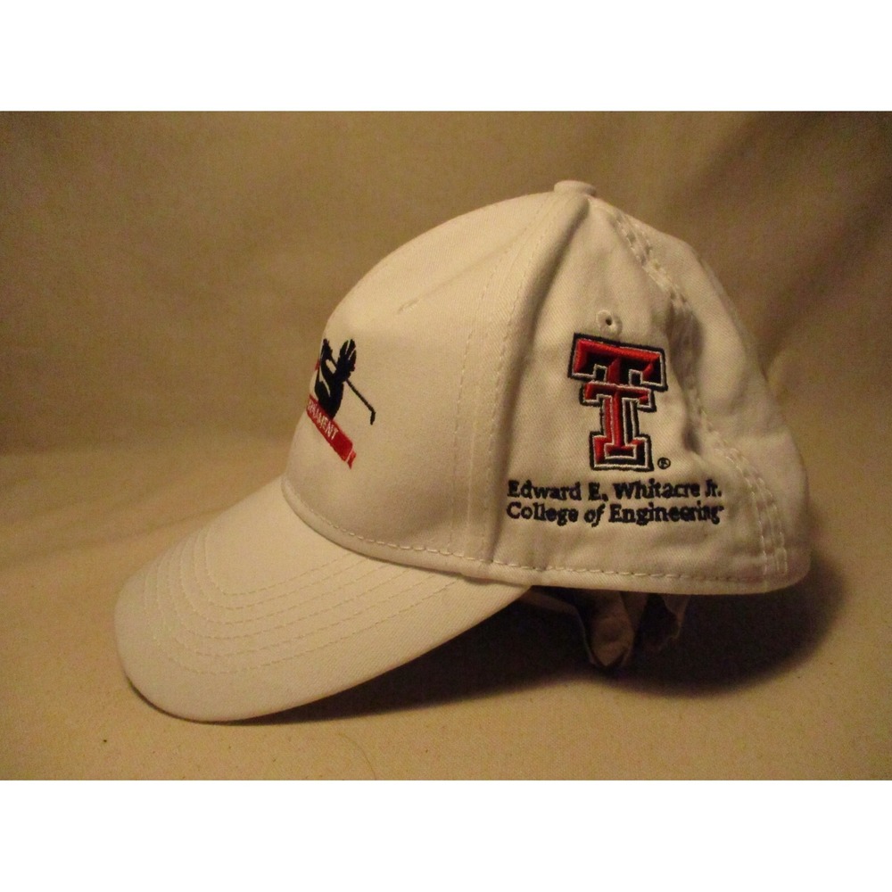 Texas Tech Hat Cap Mens Strap Back White College Golf Tournament Golfer NCAA